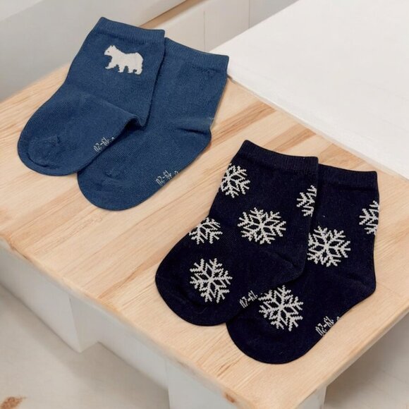 NWOT 2 Pairs of Jacadi Cotton Blend Winter Theme Socks Size 19-20 - Picture 1 of 4